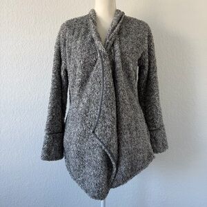 Soft Surroundings Gray Plush Cozy Cardigan Waterfall Jacket Size Medium